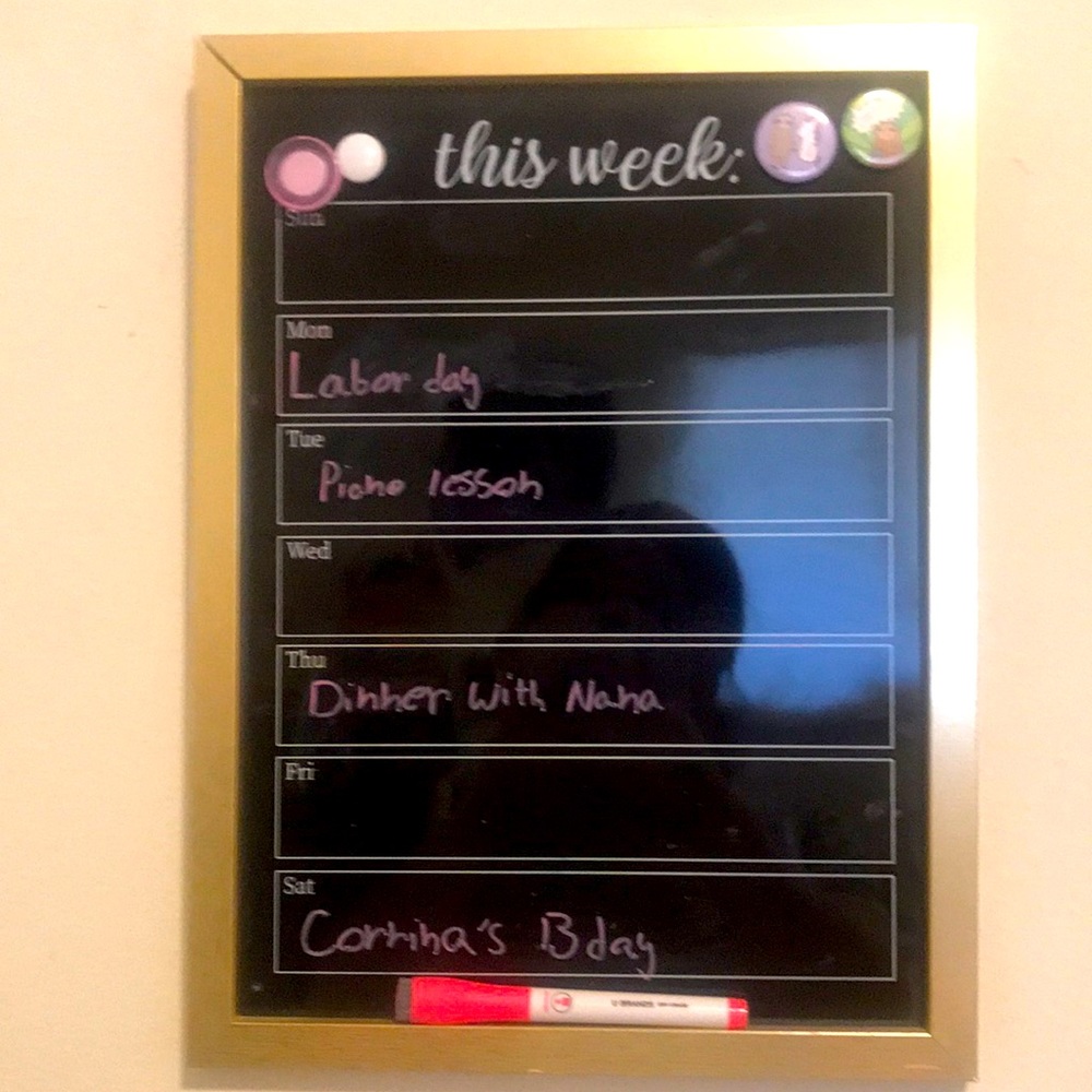Weekly planner white board